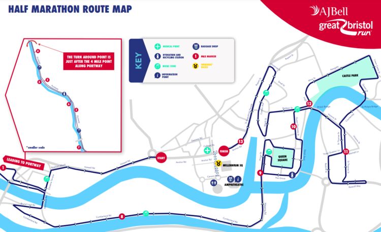Great Bristol Run Half Marathon Race Route